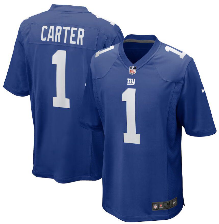 Men New York Giants #1 Abdul Carter blue Nike 2025 NFL Draft First Round Pick Game Jersey->new york giants->NFL Jersey